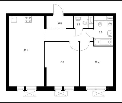 3-к квартира, 18/33 эт., 62м²